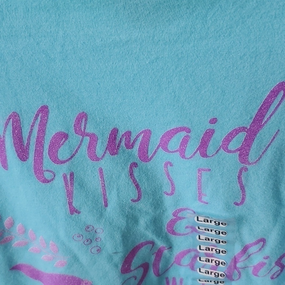 Anvil Mermaid Kisses NWT youth Large Blue tee shirt - Picture 9 of 9